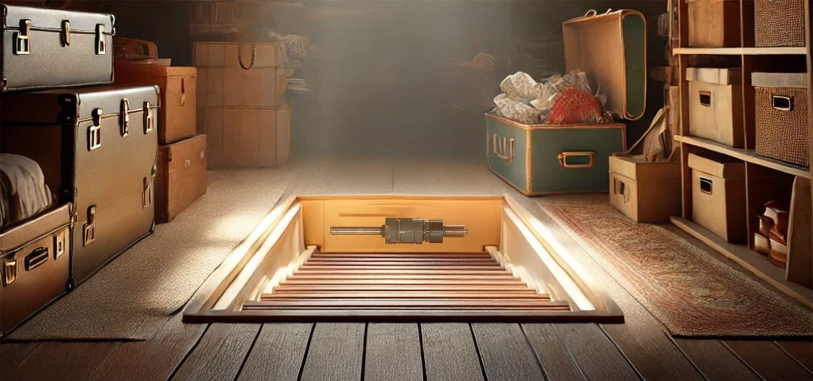 Attic Stair Up Position - Motor in Back - Attic Storage Items