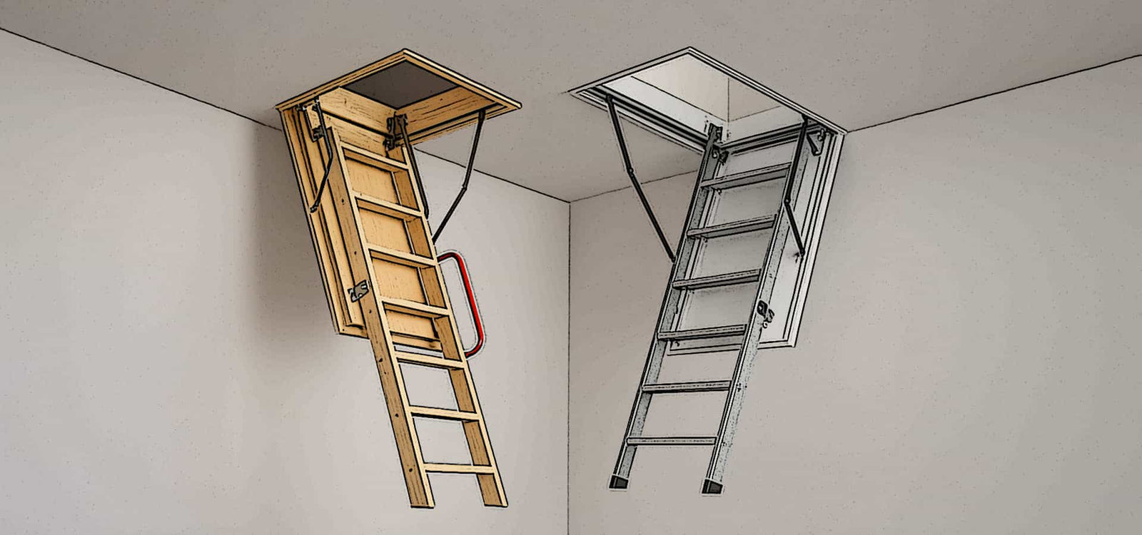 FAKRO Wood Versus Insulated Metal Attic Ladder Illustration