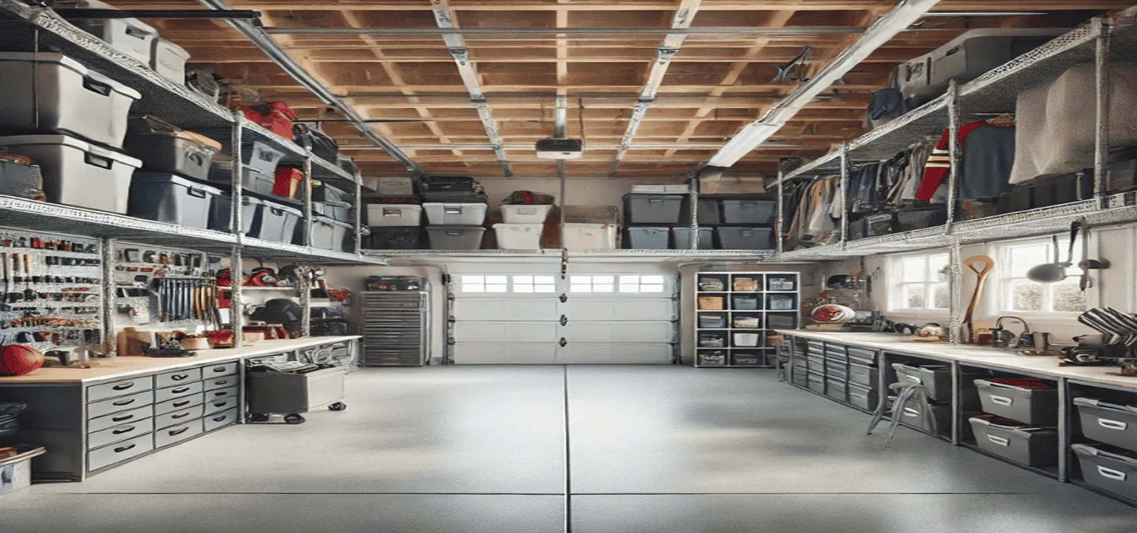 Overhead Storage Racks in A Garage