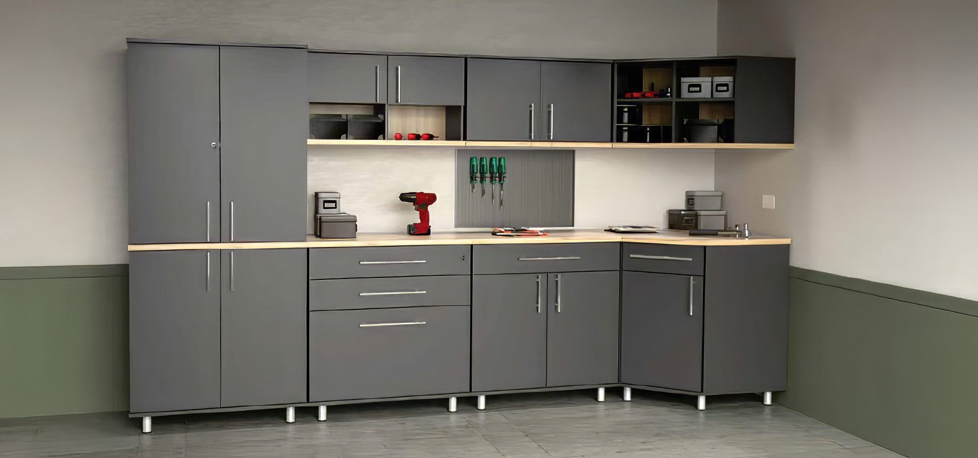 Inval Laminate Cabinet Set In Garage Lifestyle