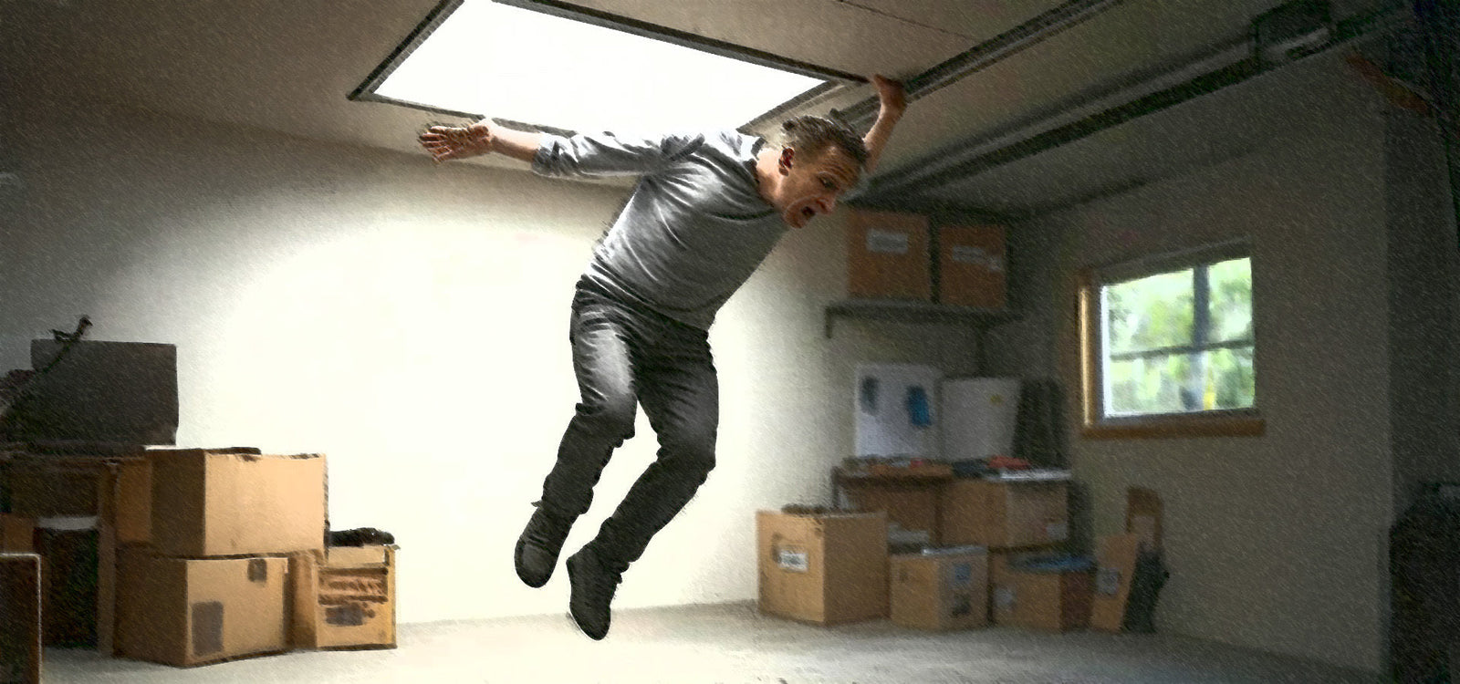 Man Falling Through Ceiling Hatch SmudgeStick