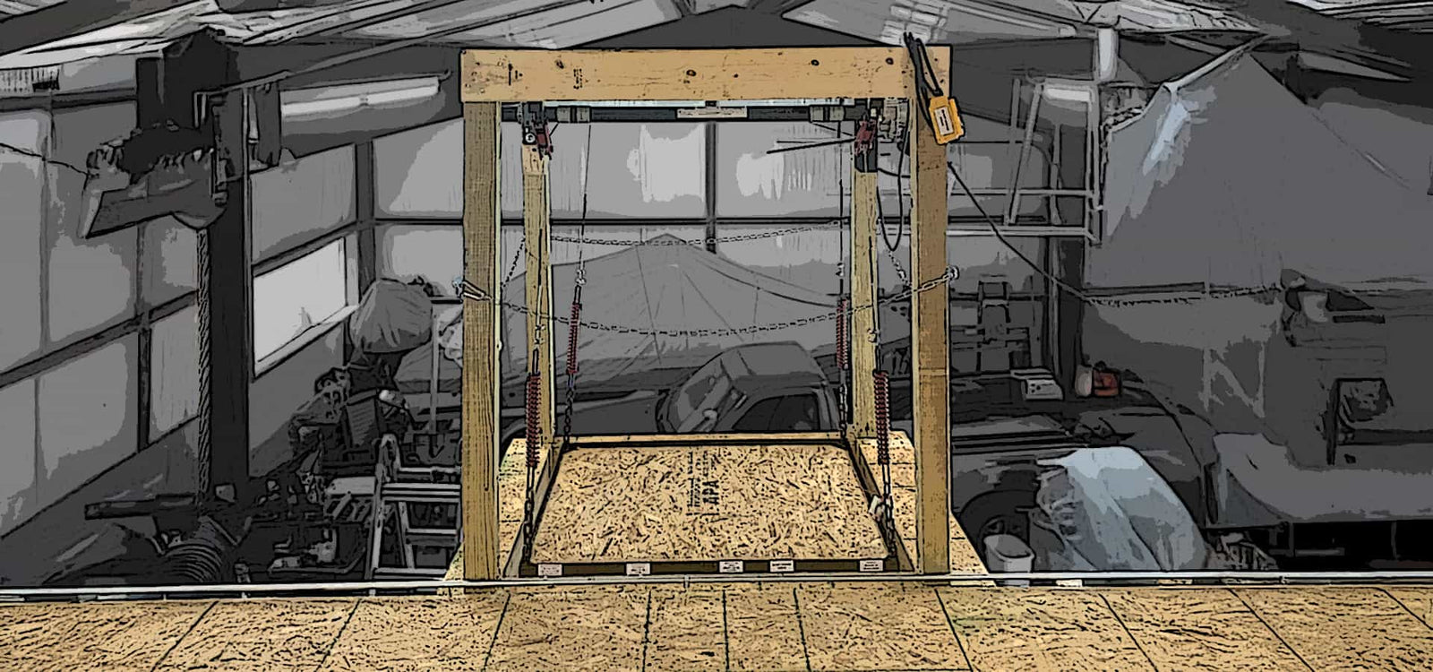 The Attic Lift MiTee Cargo Lift in Garage Loft Upper Level