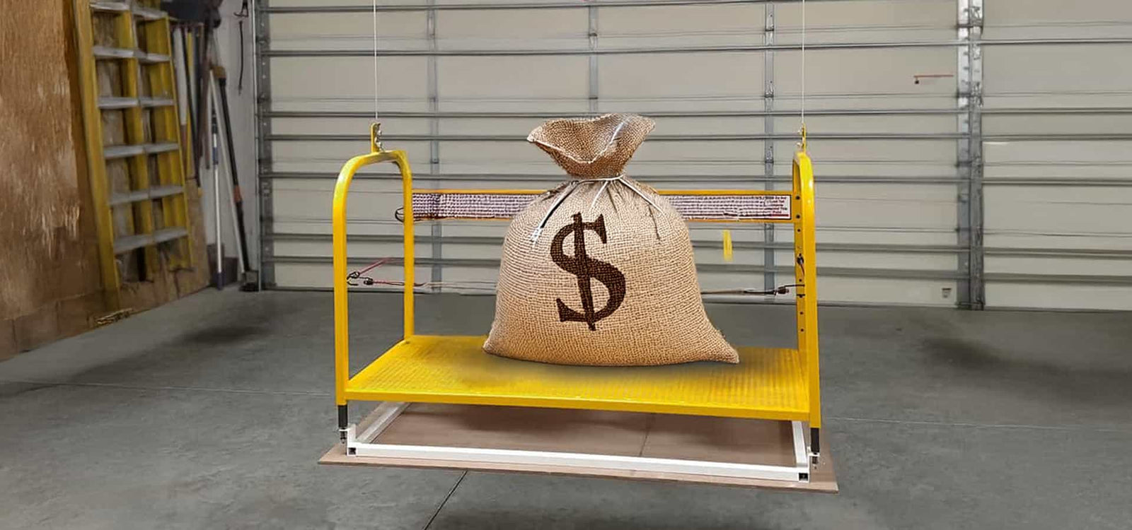 Money Bag On Lift In Garage