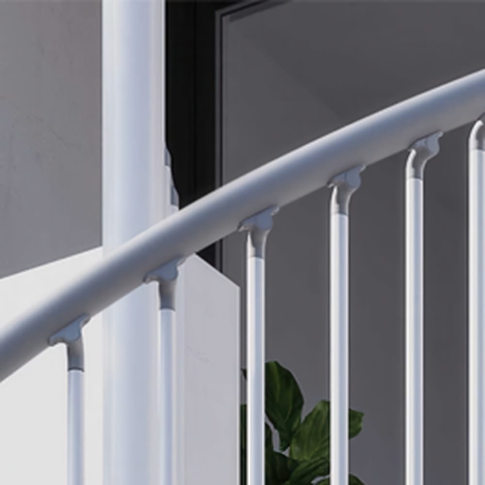 Rintal Exterior Zink White Spiral Staircase Curved Handrail And Balusters 