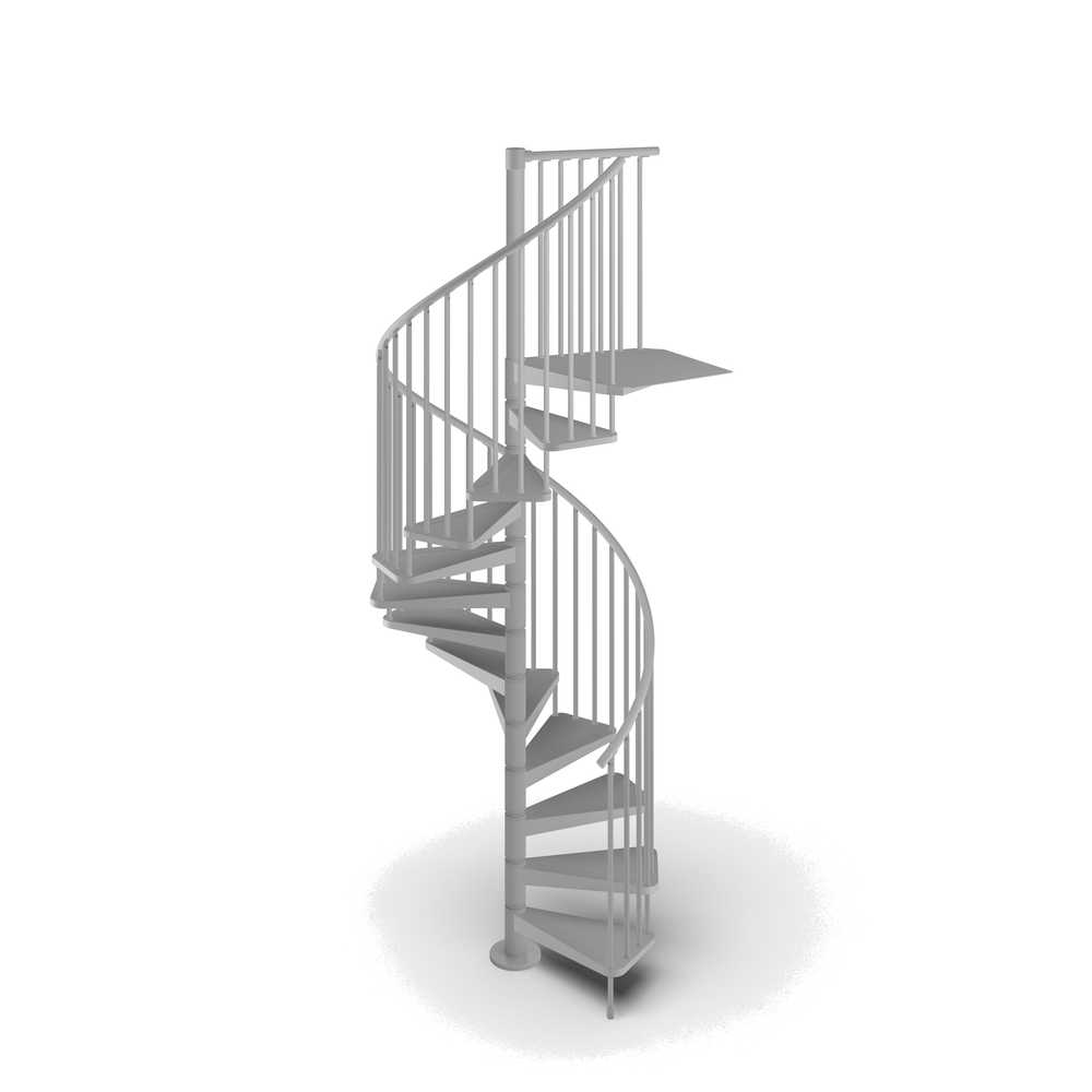 Rintal Gamia Metal Spiral Staircase Kit Silver Gray 13 Steps Side View
