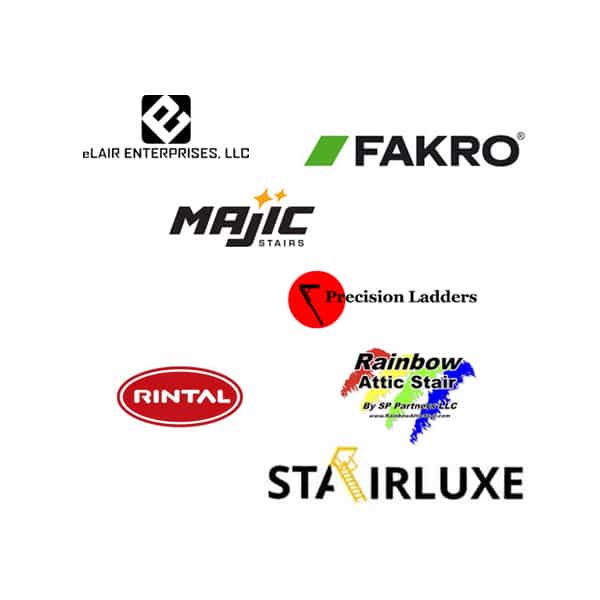 Stair Brands eLAIR FAKRO Majic Precison Rintal Rainbow Stairluxe Logos