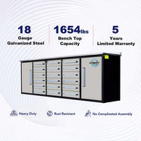 10ft Garage Storage Workbench With 18 Gauge Galvanized Steel 1654lb Bench Top Capacity