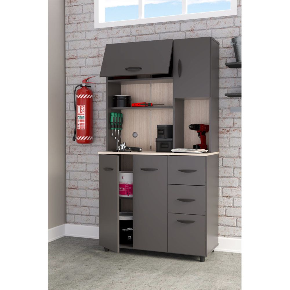 Slate Gray Inval America Dark Gray 3-Drawer 6-Shelf Garage Storage Cabinet