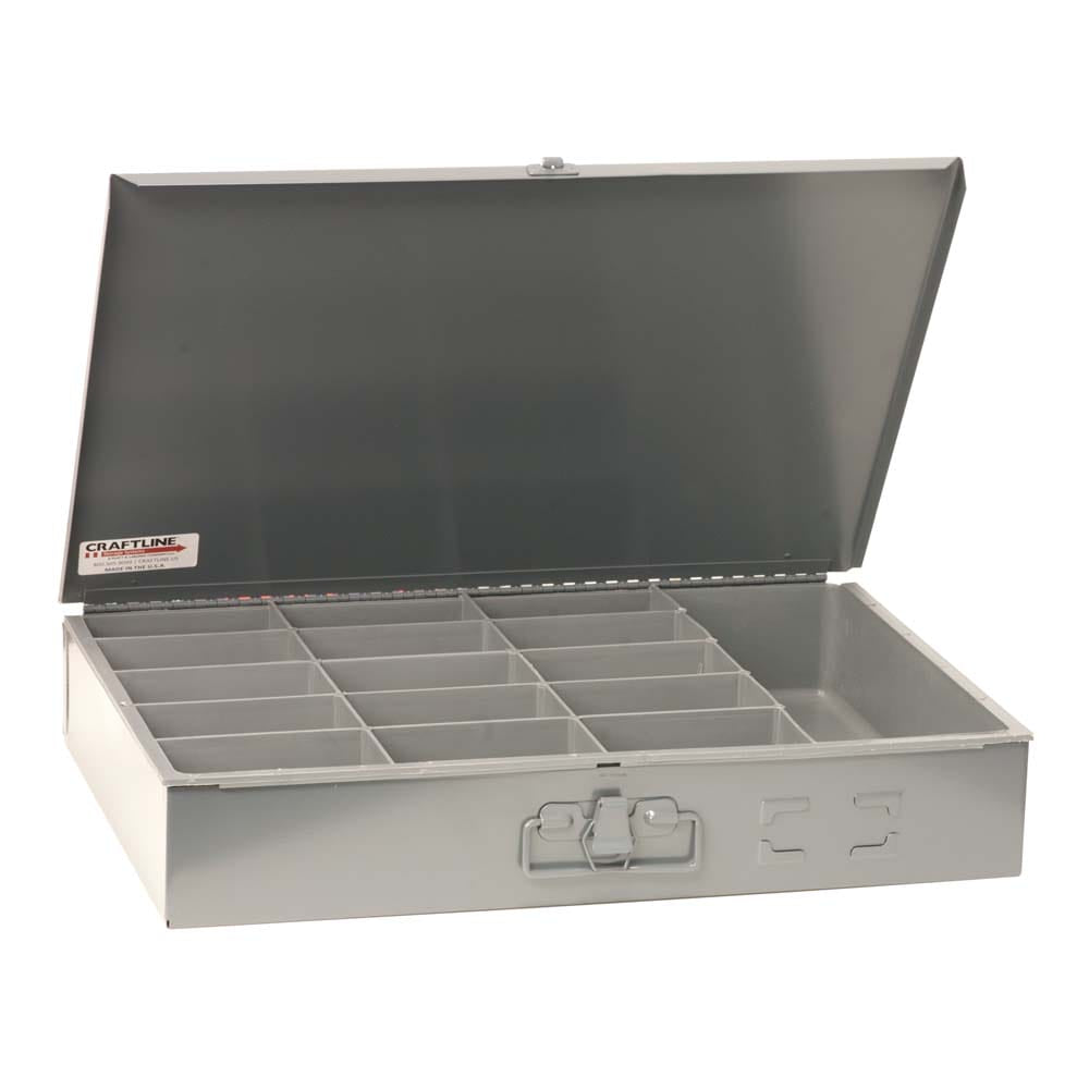 16 Compartments Steel Compartment Box With A Hinged Lid Containing Multiple Compartments