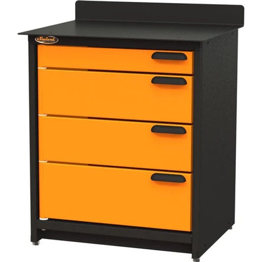 Dark Orange Swivel Pro 80 4-Drawer Base Storage Unit PRO803604