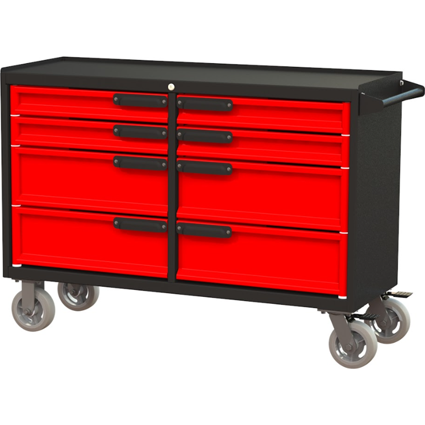 Red Swivel Pivot 50" 8-Drawer Bottom Roller Cabinet PIVOT500