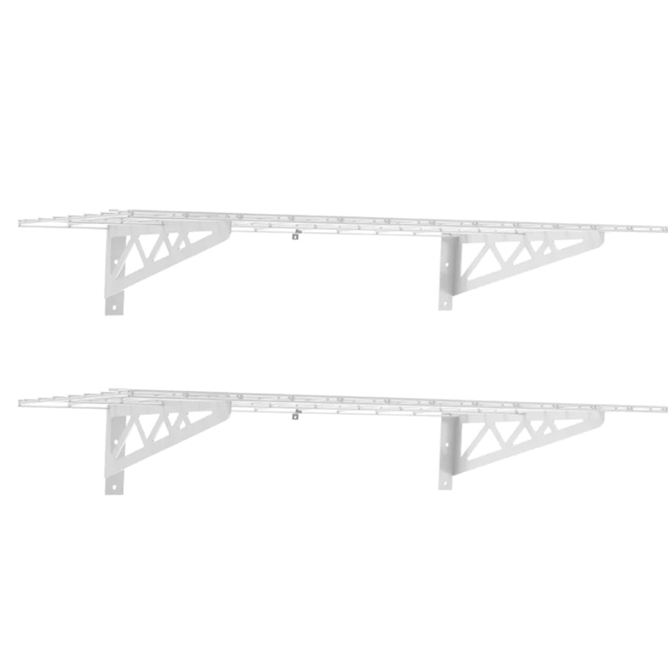 Light Gray SafeRacks 18&quot; x 48&quot; Wall Shelves - 2 Pack with Hooks