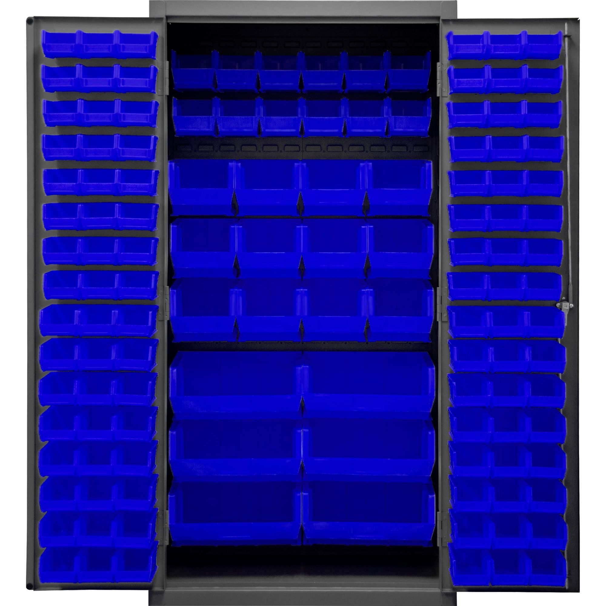 Medium Blue Durham Cabinet with 126 Blue Bins 36 X 24 X 72