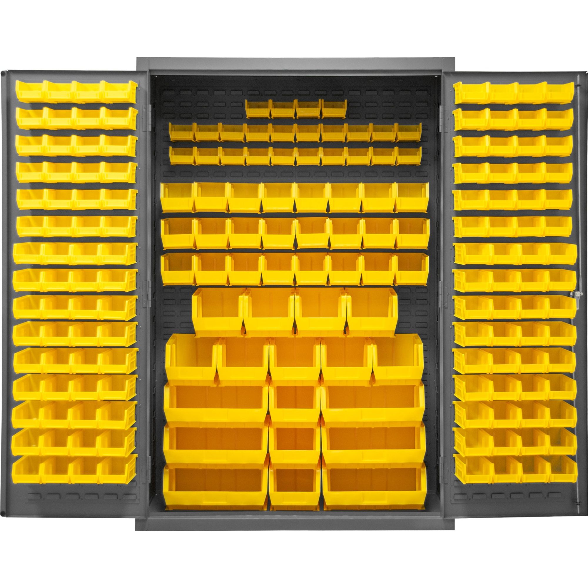 Dark Slate Gray Durham Cabinet, 186 Yellow Bins, 48 X 24 X 72