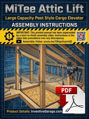 Assembly instructions for MiTee Attic Lift with PDF icon and product details (Thumbnail)