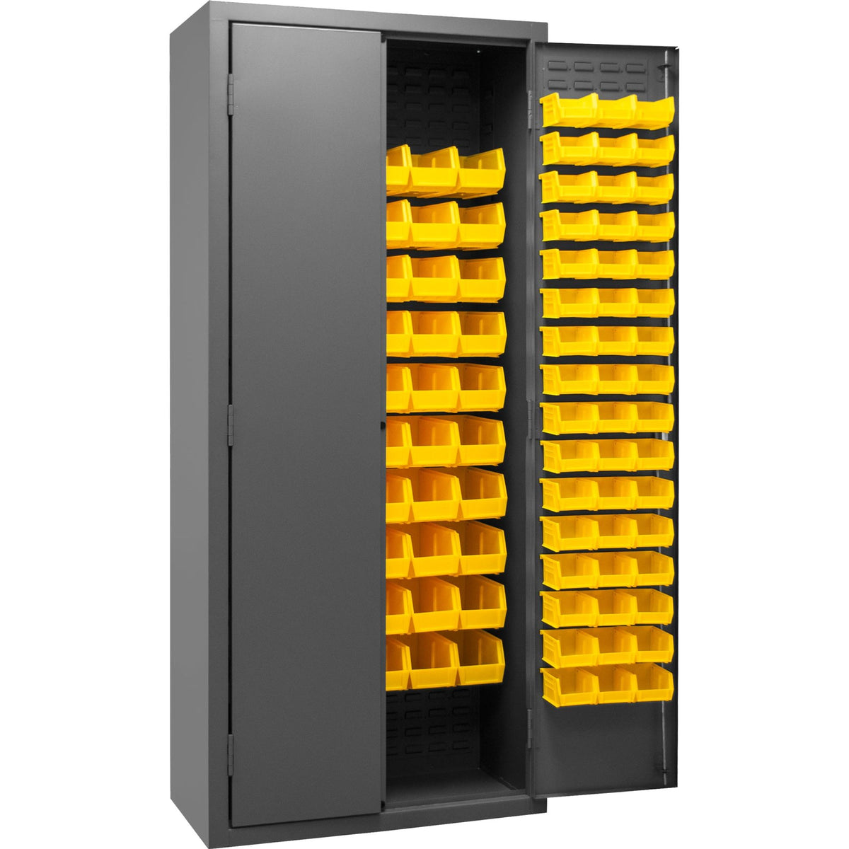 Dark Slate Gray Durham Cabinet, 156 Yellow Bins, 36 X 18 X 84