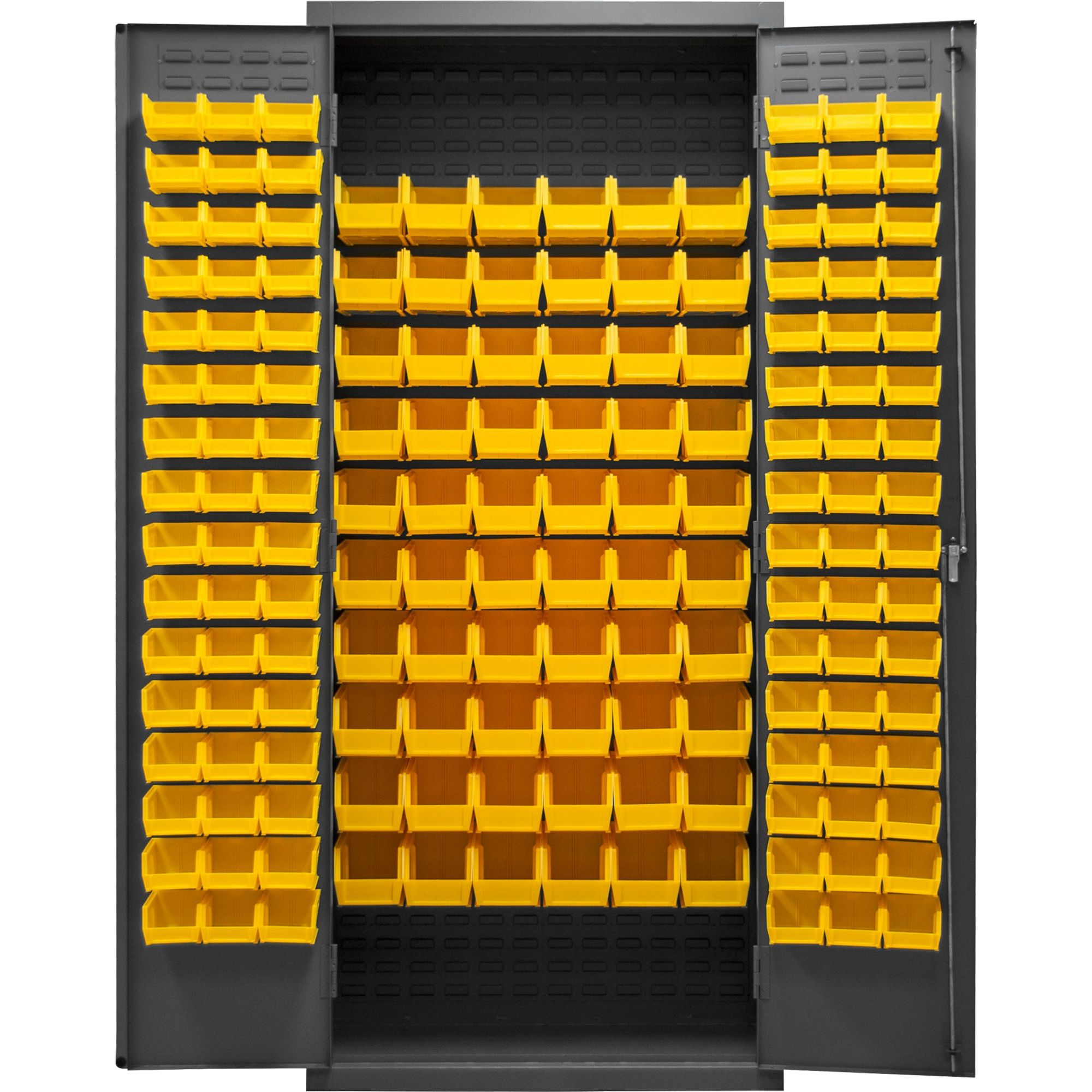 Dark Slate Gray Durham Cabinet, 156 Yellow Bins, 36 X 18 X 84