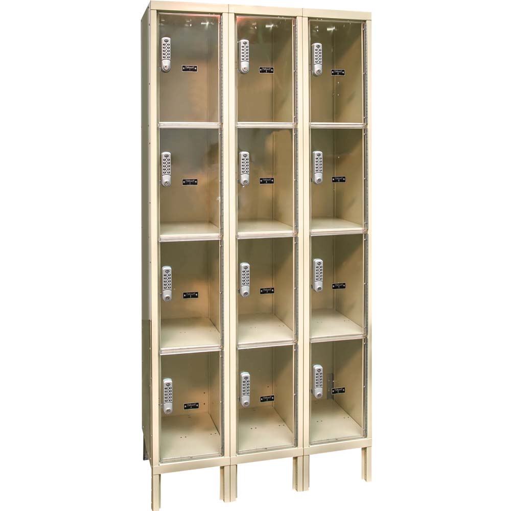3-Wide DigiTech Safety-View Plus Locker 36W x 15D Each With Four Compartments Featuring Combination Locks On The Doors