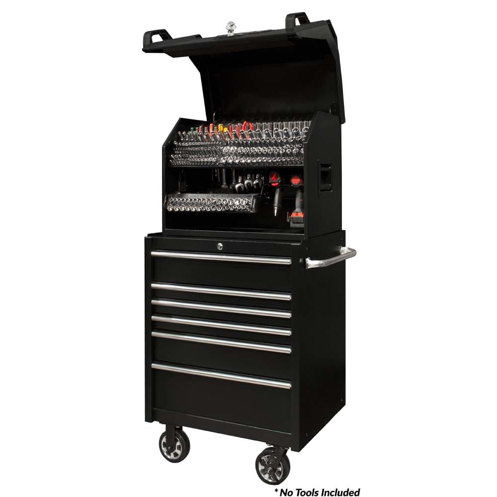 30 Inch Extreme Portable Workstation With Multiple Drawers And An Open Top Compartment Displaying Various Hand Tools