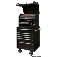 30 Inch Extreme Portable Workstation With Multiple Drawers And An Open Top Compartment Displaying Various Hand Tools