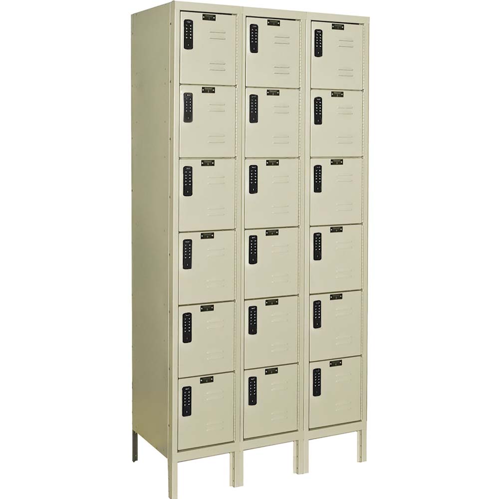 36W x 15D Electronic Locker Assembled With Three Columns And Six Rows Each Compartment Featuring A Combination Lock