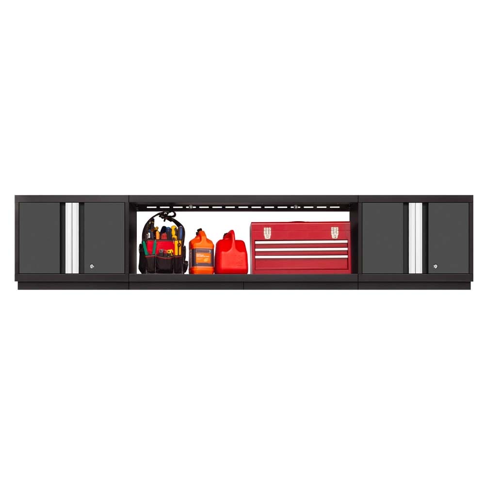 3 Piece Bold 3.0 Wall Set With Display Shelf With Open Shelving In The Center Flanked By Closed Cabinets On Both Sides