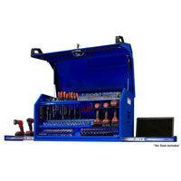 41-Inch Portable Workstation With An Open Lid Displaying Organized Slots For Various Tools And Accessories