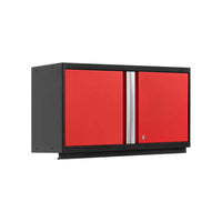 42 Inch Pro Series Wall Cabinet With A Black Frame Vibrant Red Double Doors And Silver Handles