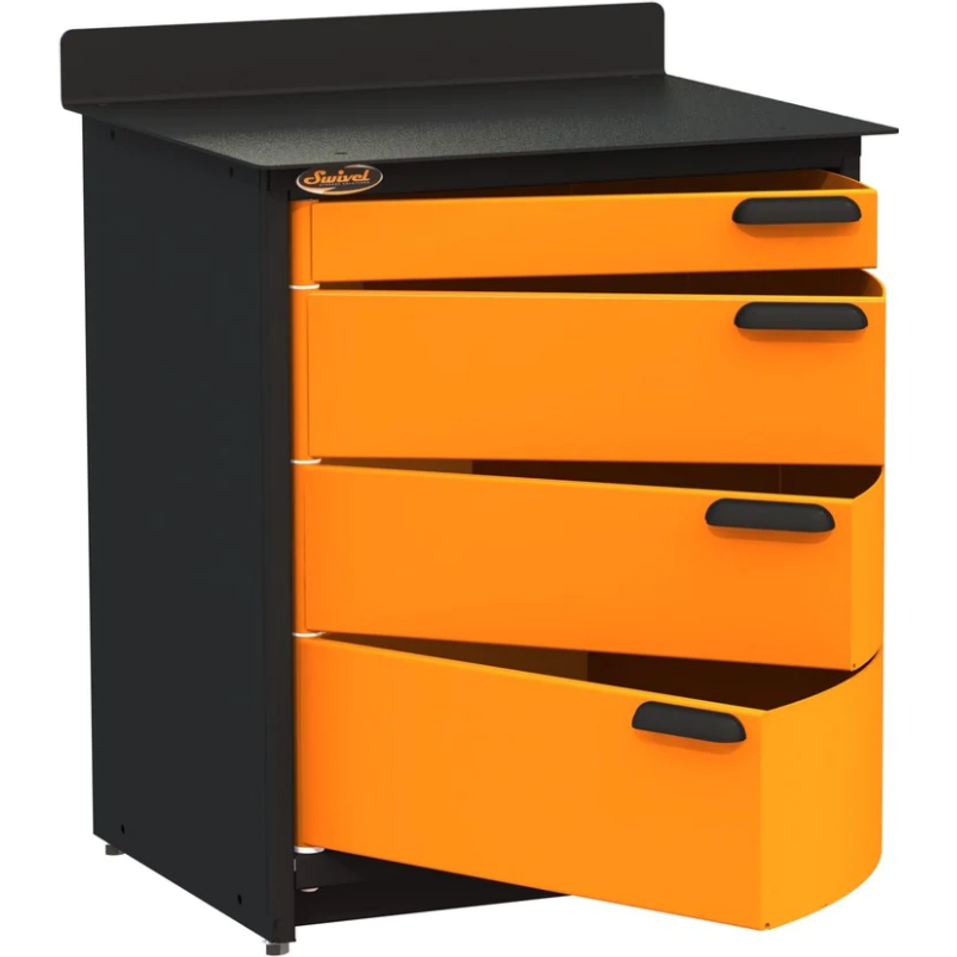 Dark Orange Swivel Pro 80 4-Drawer Base Storage Unit PRO803604