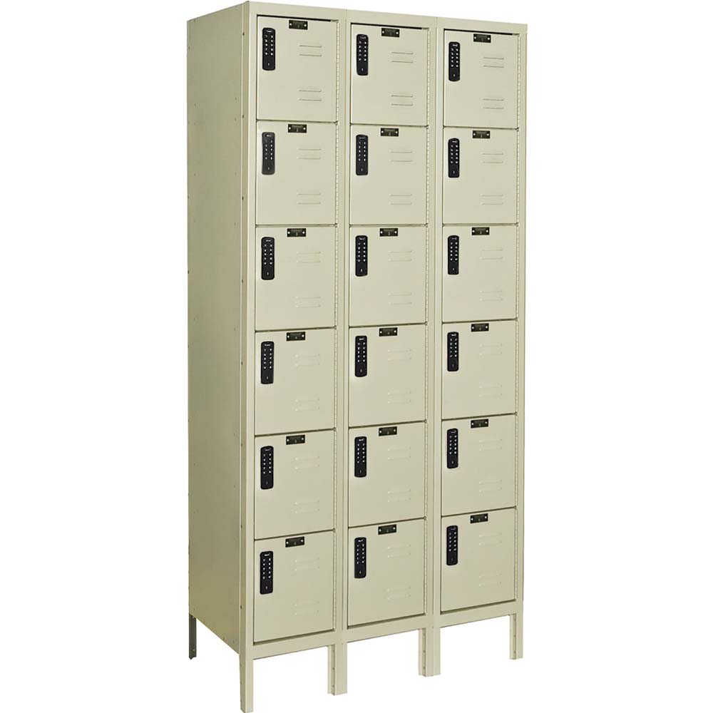 6-Tier DigiTech Electronic Locker 36W x 12D Assembled With Six Vertical Columns And Three Horizontal Rows Featuring 18 Individual Compartments