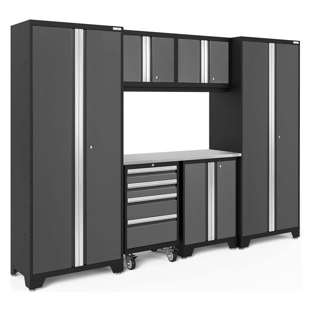 7 Piece Bold 3.0 Series Garage Cabinet Set Featuring Multiple Drawers And Overhead Cabinets