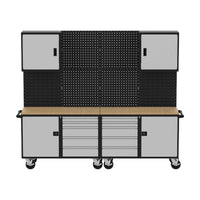 9 Piece Workbench Suite Valley Craft With A Wooden Top Featuring Multiple Drawers And Cabinets Below