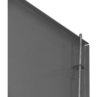 A Close Up Of Extra Heavy Duty Steel Cabinet With Lock And Shelves With A Vertical Rod Attached By A Bracket
