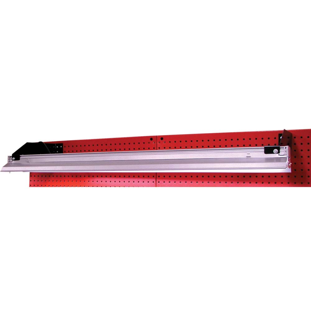 A Fluorescent Light Fixture Mounted On Hallowell Fort Knox Workbench 168 Inch With Steel Top