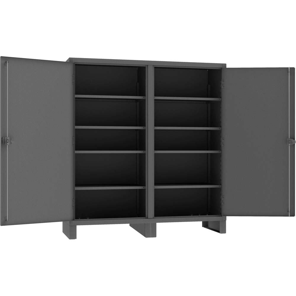 A Large Open Gray Metal Durham HDDS247278 8S95 With Multiple Shelves And Two Doors