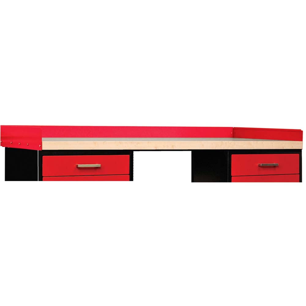A Red And Black Workbench Of Basic Modular Workbench System 60 Inch Hallowell With Two Drawers And A Wooden Top