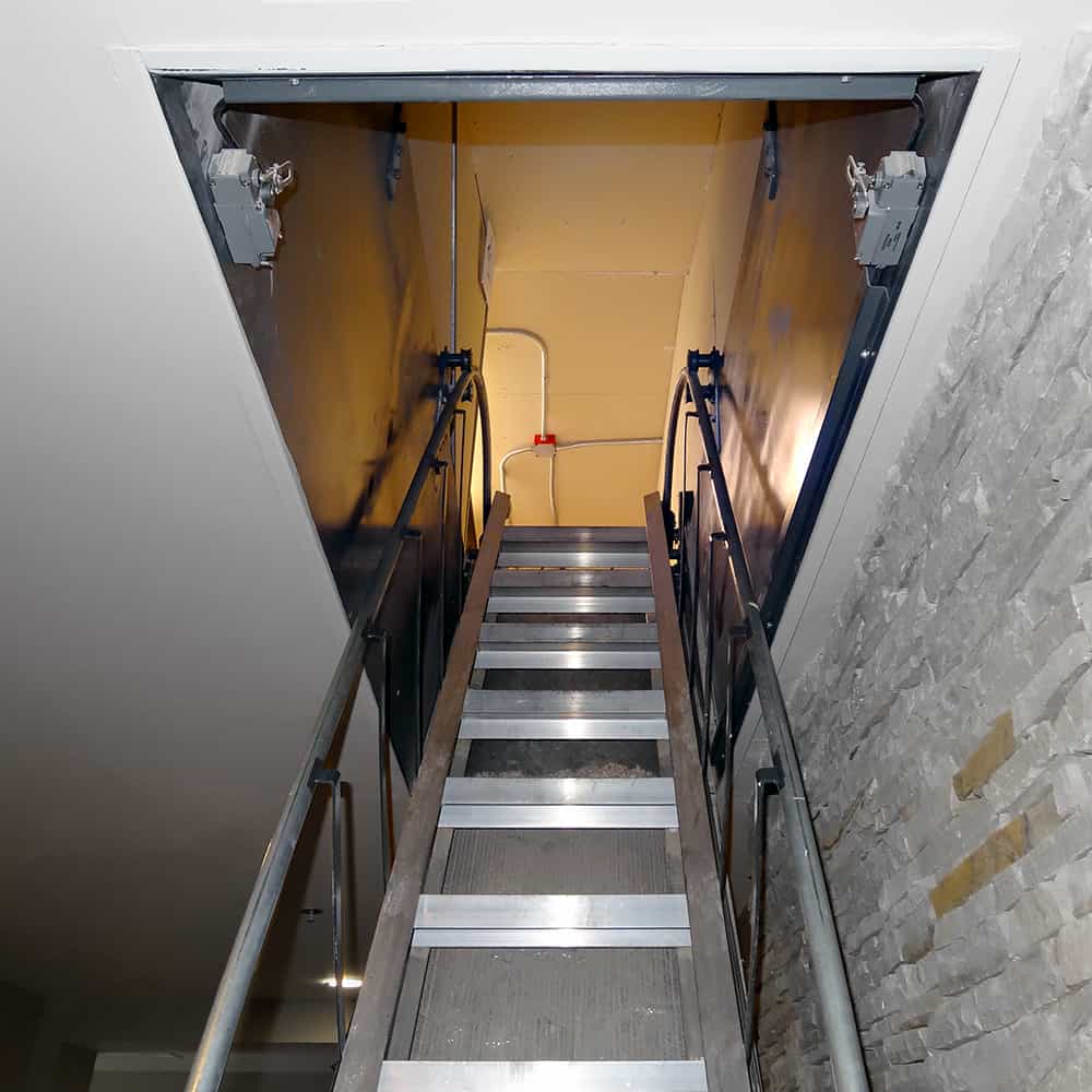 Precision Ladders Automatic Electric Disappearing Stairway - View into Attic Opening