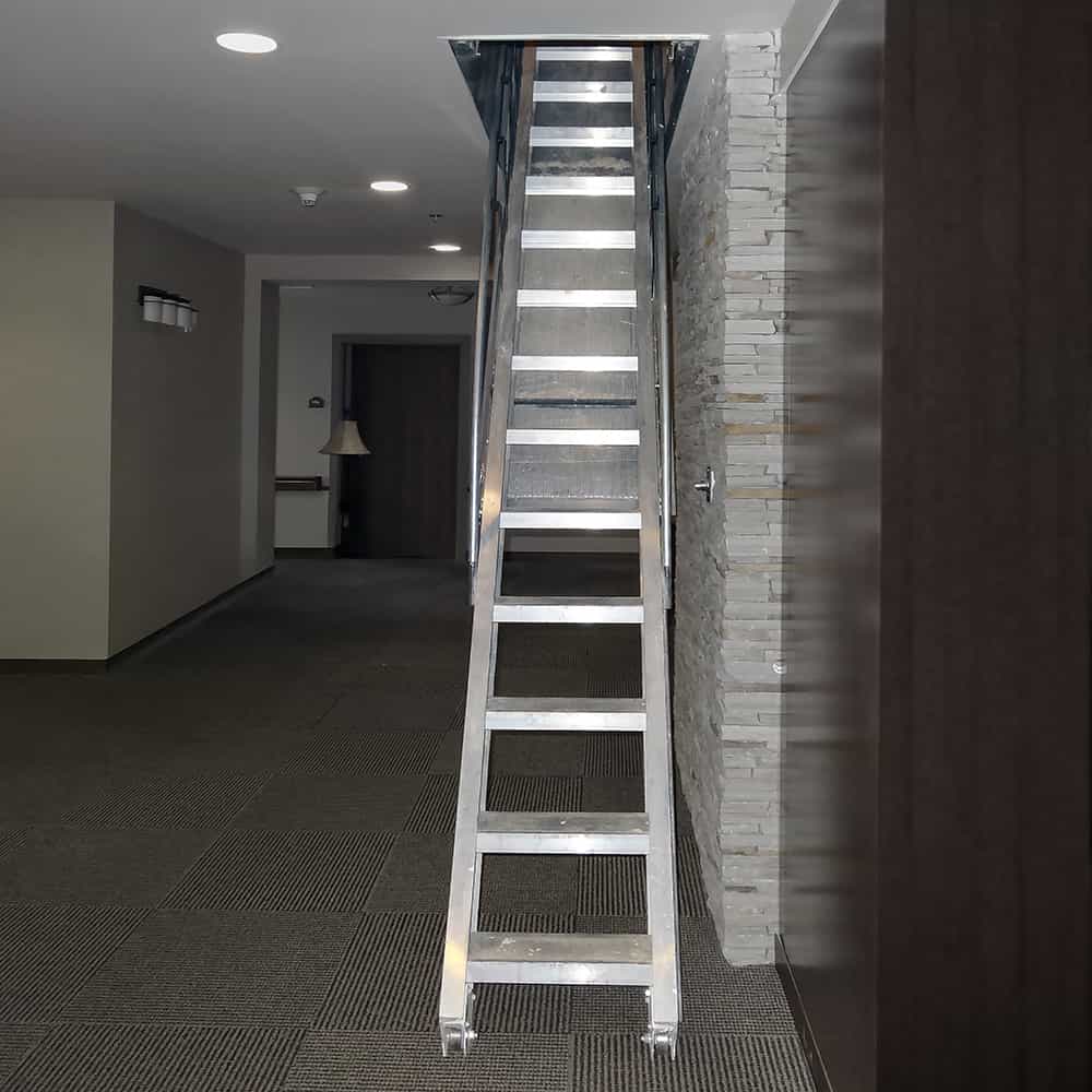Precision Ladders Automatic Electric Disappearing Stairway - Front View