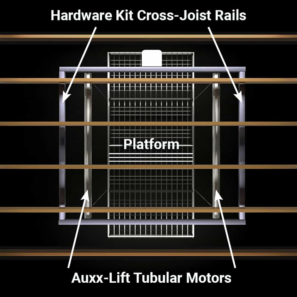 Auxx-Lift Platform Ceiling Lift Hardware Kit Schematic Drawing