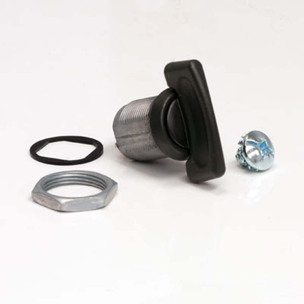 BBK Cabinet Lock Featuring A Threaded Body, A Hex Nut, A Washer, And A Screw