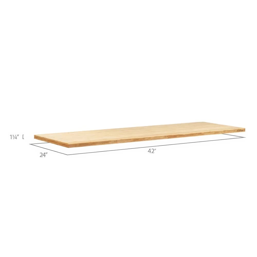 Bamboo Workbench Top With Dimensions Displayed On A White Background