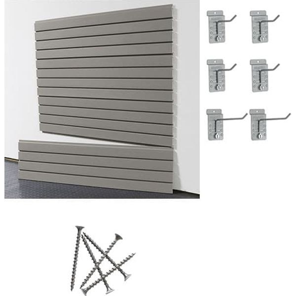 Light Slate Gray storeWALL Medium Basic Duty Starter System - 4 Slatwall Panels