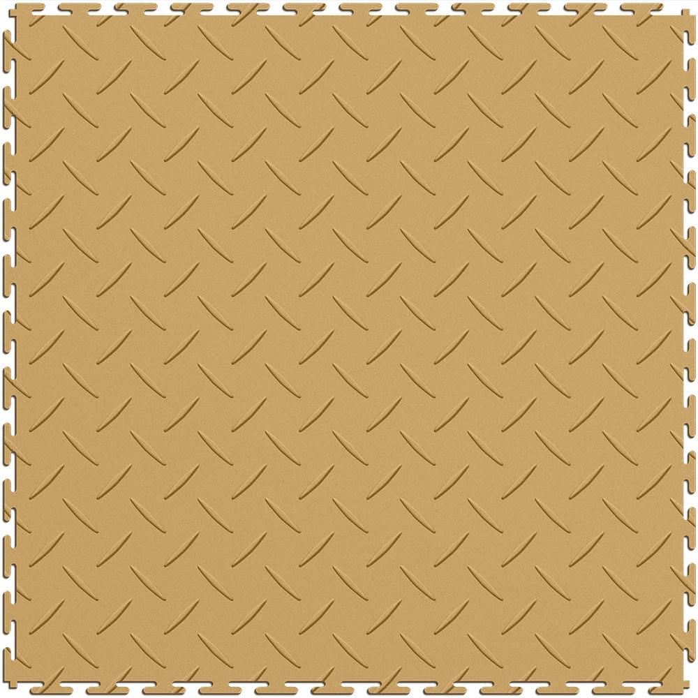 Beige Perfection Tile Garage Floor Tiles 24x24 With A Diamond Plate Pattern