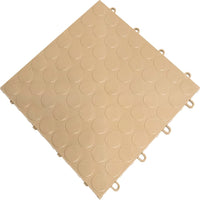 Beige RaceDeck Circle Track With A Raised Circular Pattern Featuring Uniform Circular Indentations And Connection Loops On The Edges