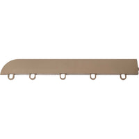 Beige Racedeck Tiles Corner With A Rounded End And Five Evenly Spaced Circular Openings Along Its Length