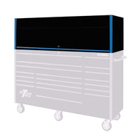 Best Tool Box Hutch Black Top Hutch With Blue Side Accents Mounted On A Faded Out Rolling Tool Chest