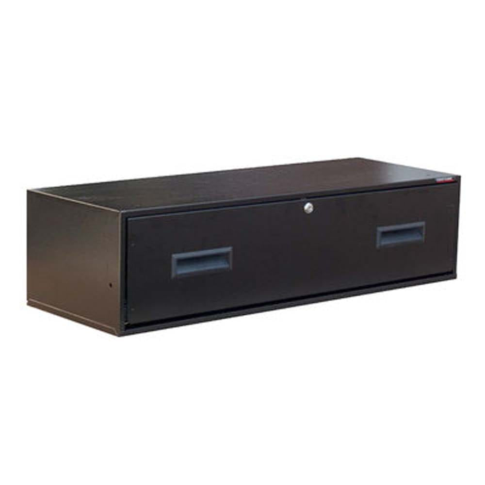 Black 9 Inch Ball Bearing Slide Drawer With Two Recessed Handles And A Central Lock