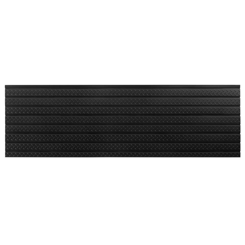 Black Diamond Plate Slatwall Panel Displayed Against A White Background