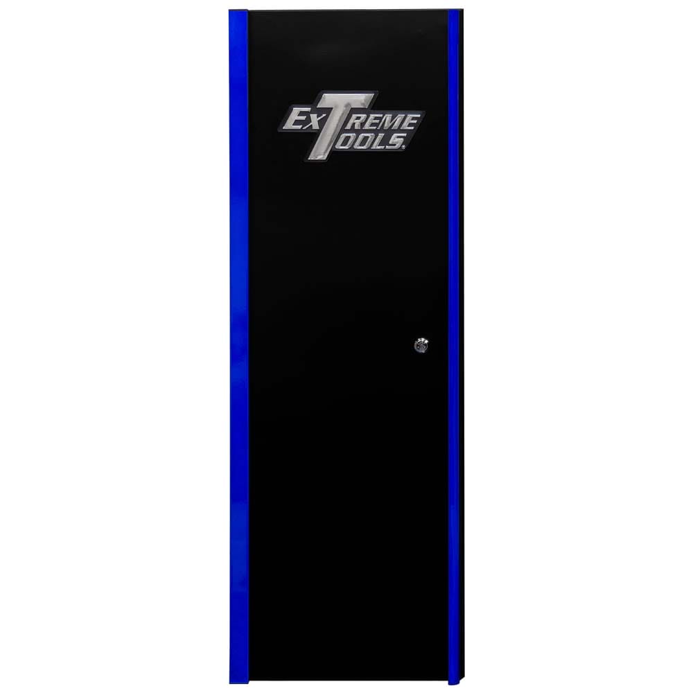 Black Extreme Tools 19 DX Series Side Locker With Blue Vertical Stripes On The Sides And The Extreme Tools Logo On The Top