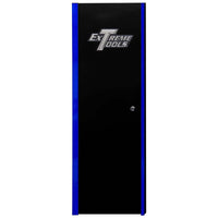 Black Extreme Tools 19 DX Series Side Locker With Blue Vertical Stripes On The Sides And The Extreme Tools Logo On The Top